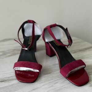 NEW Wine Red Block Heel Sandals – Size 38 (US 7.5)